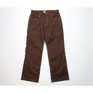 Vtg 90s Y2K Kikwear Mens 34x31 Faded Baggy Wide Leg Skateboard Pants Brown USA